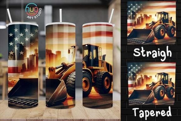 Download Excavator Construction USA Flag Tumbler - Tumbler Collection