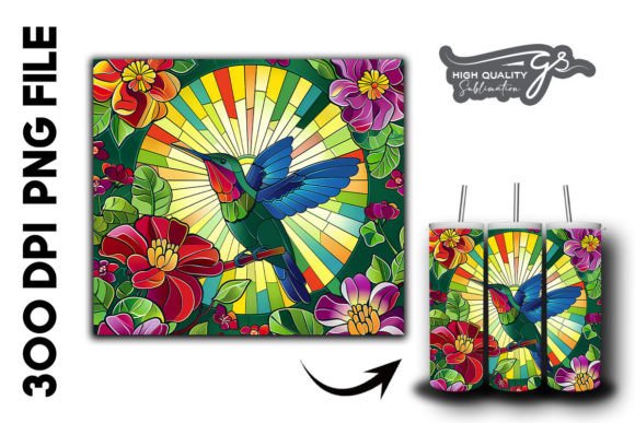 Download Stain Glass Hummingbird Tumbler Wrap 40 - Tumbler Collection