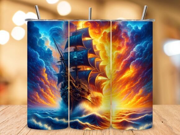 Download Pirate Ship Adventure Scene Tumbler Wrap - Tumbler Collection
