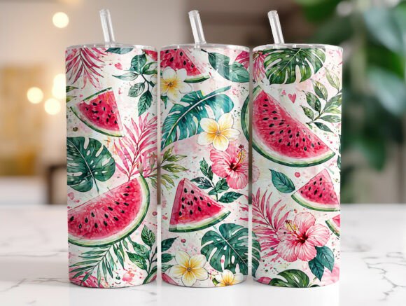 Download Tropical Watermelon Summer Tumbler Wrap - Tumbler Collection