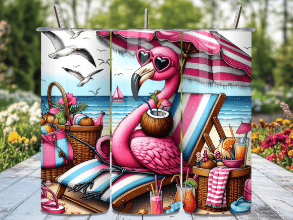 Download Beach Flamingo Coconut Drink Tumbler Png - Tumbler Collection
