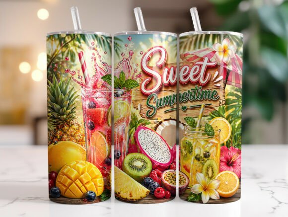 Download Sweet Summertime Tropical Tumbler Wrap - Tumbler Collection