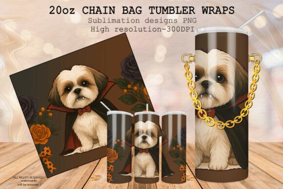 Download ShihTzu Halloween Straight Tumbler Wrap - Tumbler Collection