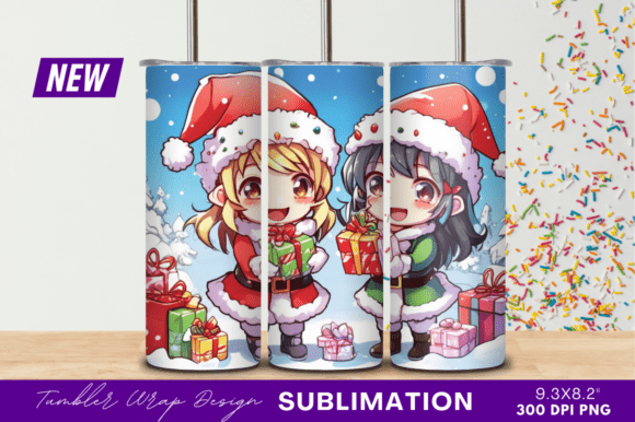 Download Anime Christmas Girls with Gifts Tumbler - Tumbler Collection