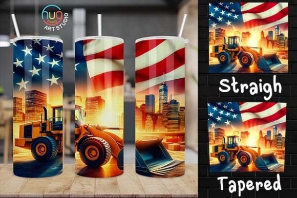 Download Excavator Construction USA Flag Tumbler - Tumbler Collection