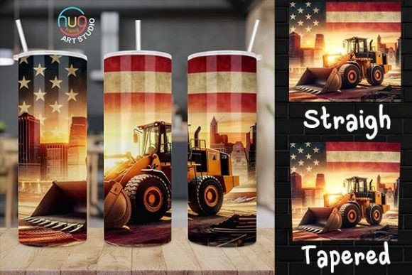 Download Excavator Construction USA Flag Tumbler - Tumbler Collection