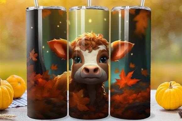 Download Fall Season Highland Calf Tumbler Wrap - Tumbler Collection