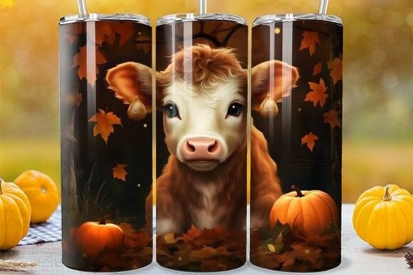 Download Fall Season Highland Calf Tumbler Wrap - Tumbler Collection