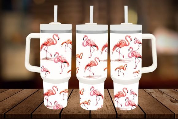 Download Pink Tropical Flamingo 40oz Tumbler Wrap - Tumbler Collection