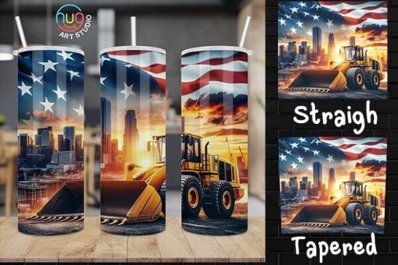 Download Excavator Construction USA Flag Tumbler - Tumbler Collection