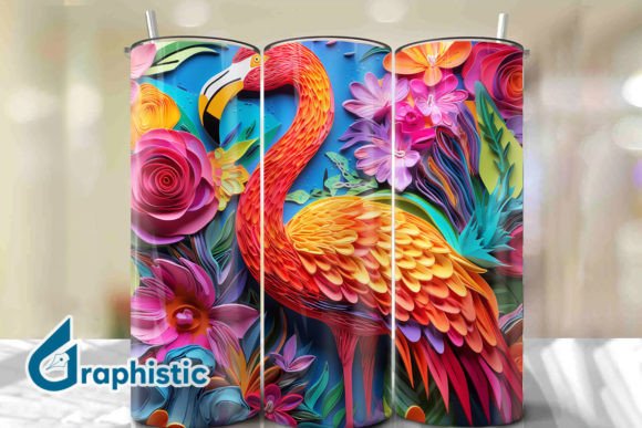 Download Flamingo Papercut 3D Tumbler Wrap (28) - Tumbler Collection