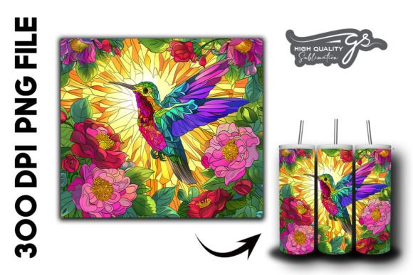 Download Stain Glass Hummingbird Tumbler Wrap 31 - Tumbler Collection