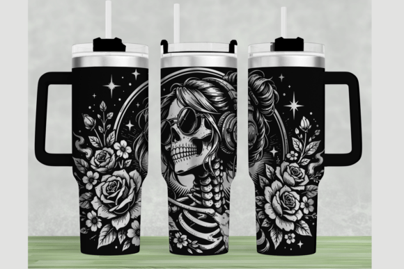 Download Female Skelet 40oz Laser Tumbler Wrap - Premium Bundle