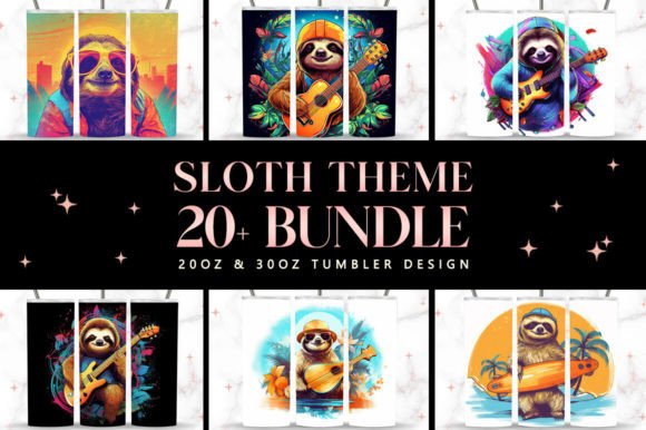 Download Sloth Theme 20oz Tumbler Design Bundle - Tumbler Collection