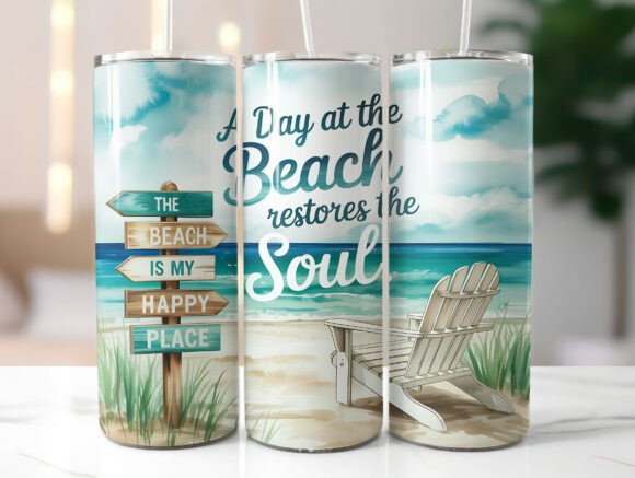 Download Tropical Beach Summer 20oz Tumbler Wrap - Tumbler Collection