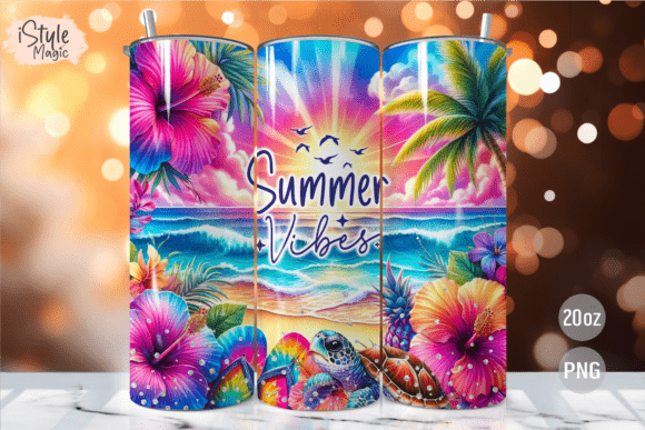 Download Summer Vibes 20 Oz Tumbler Wrap PNG - Tumbler Collection