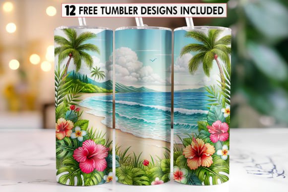 Download Summer Beach Tumbler Sublimation Wrap - Tumbler Collection