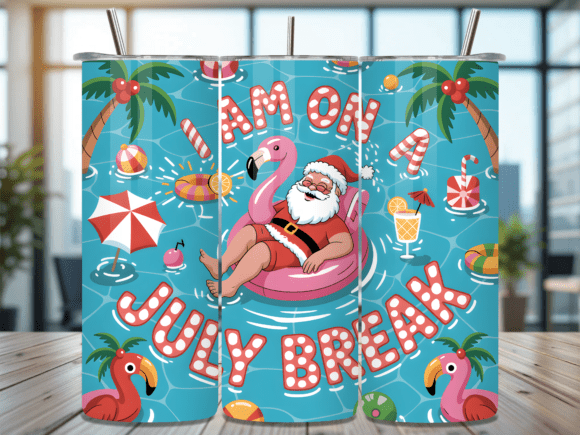 Download Santa on July Break Pool Tumbler Wrap - Tumbler Collection