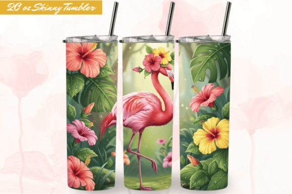 Download Summer Flamingo 20oz Skinny Tumbler Wrap - Tumbler Collection