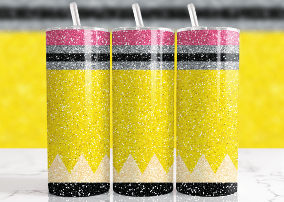 Download Glitter Pencil Teacher Tumbler Wrap - Tumbler Collection