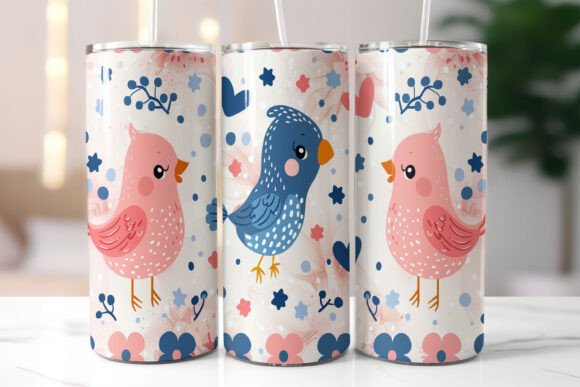 Download Charming Bird Trio Pattern Tumbler Wrap - Tumbler Collection