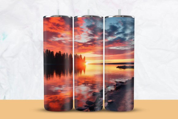 Download Sunset with Lake Tumbler Wrap - Tumbler Collection
