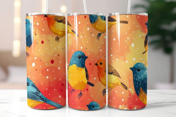 Download Colorful Bird Pattern Tumbler Wrap PNG - Tumbler Collection