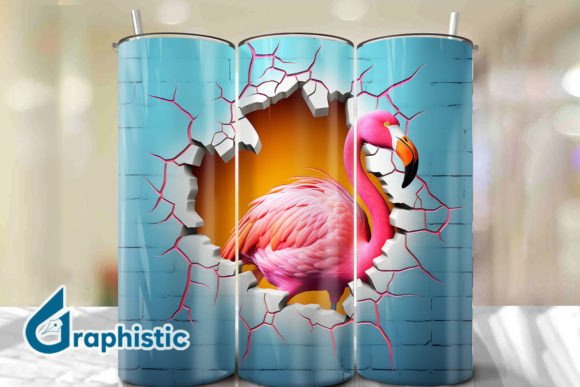 Download Torn Flamingo 3D Tumbler Wrap - Tumbler Collection