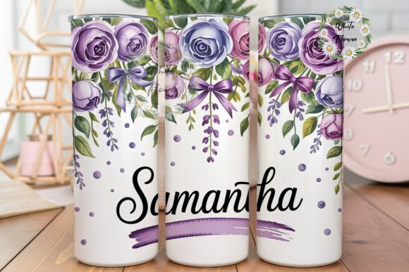 Download Purple Floral Personalized Tumbler Wrap - Tumbler Collection