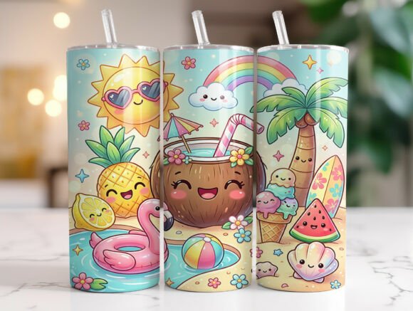 Download Summer Beach Kawaii Tropical Tumbler PNG - Tumbler Collection