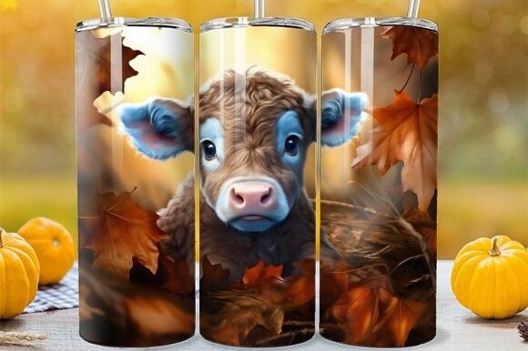 Download Fall Season Highland Calf Tumbler Wrap - Tumbler Collection