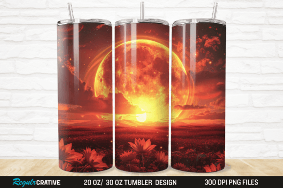 Download 3D Sunset Planet Straight Skinny Tumbler - Tumbler Collection