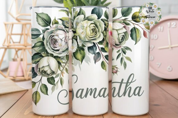 Download Green Roses Personalized Tumbler Wrap - Tumbler Collection