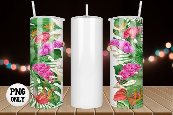 Download Tropical Flower Tumbler Wrap Sublimation - Tumbler Collection