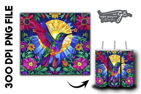 Download Stain Glass Hummingbird Tumbler Wrap 39 - Tumbler Collection