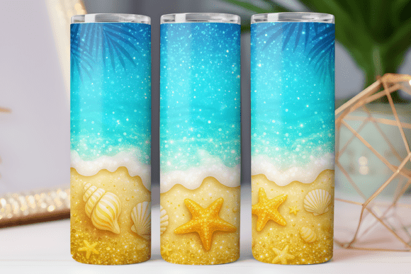 Download Summer Beach Tumbler Wrap Skinny Design - Tumbler Collection