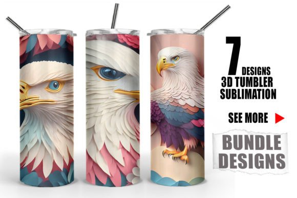 Download 3D Patriotic Eagle Tumbler Wrap Bundle - Tumbler Collection