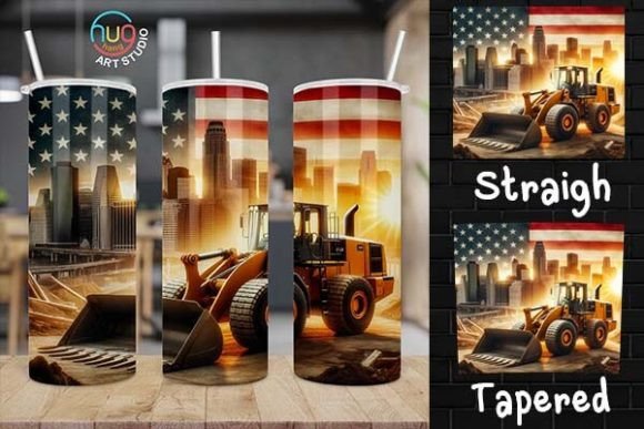 Download Excavator Construction USA Flag Tumbler - Tumbler Collection