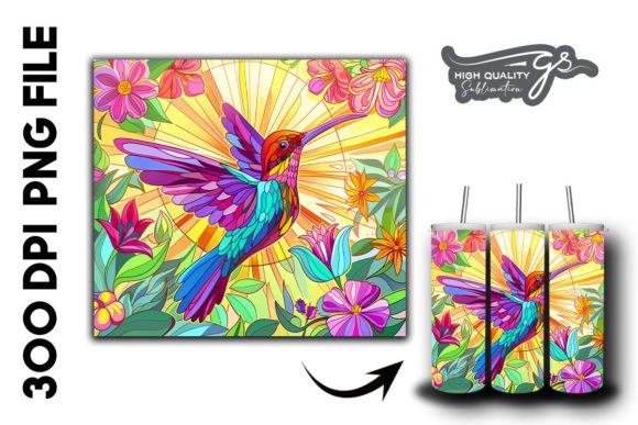 Download Stain Glass Hummingbird Tumbler Wrap 29 - Tumbler Collection