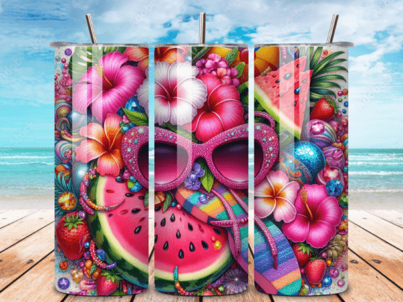 Download Pink Tropical Summer Tumbler Wrap PNG - Tumbler Collection