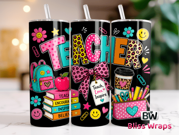Download Retro Teacher Tumbler Wrap PNG - Tumbler Collection
