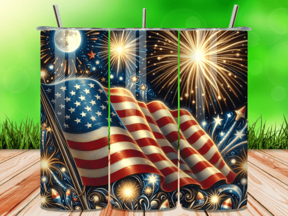 Download Waving American Flag Fireworks Tumbler - Tumbler Collection