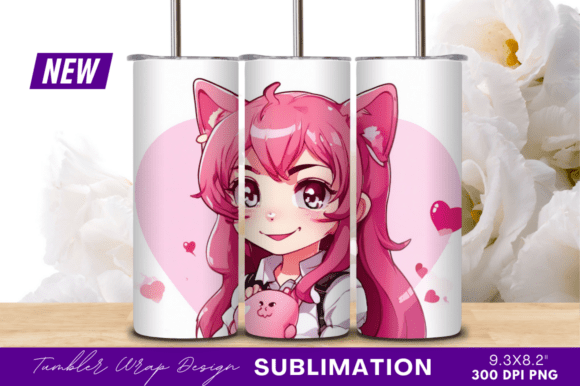 Download Anime Style Pink Haired Cat Girl Tumbler - Tumbler Collection