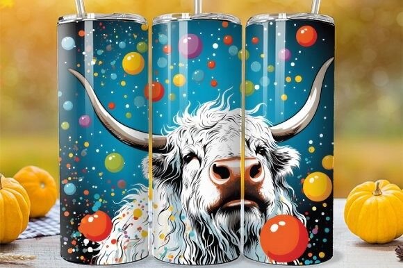Download Bubbles Highland Cow Tumbler Wrap - Tumbler Collection