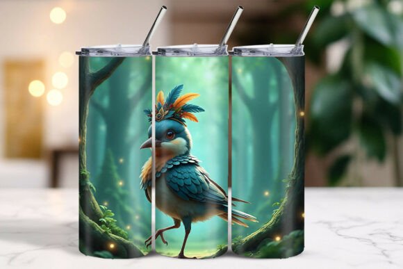 Download Christmas Vibrant Feathered Bird Tumbler Wrap - Tumbler Collection