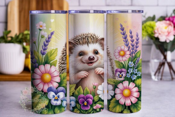 Download Cute Hedgehog Floral 20oz Tumbler Wrap - Tumbler Collection