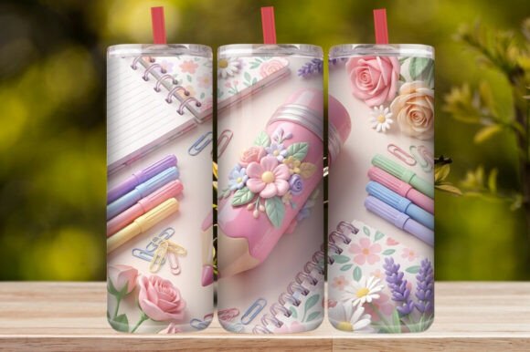 Download Cute Floral Pencil Tumbler Wrap - Tumbler Collection