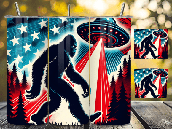 Download Patriotic Bigfoot USA Flag Tumbler Wrap - Tumbler Collection