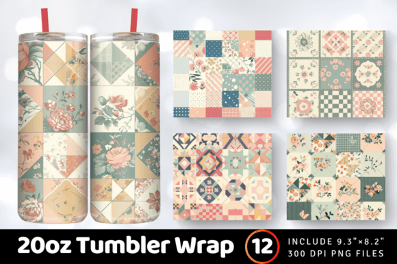 Download Pastel Farmhouse Patchwork Quilt Tumbler - Tumbler Collection