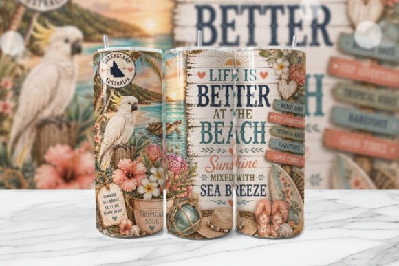 Download Queensland Cockatoo Beach Tumbler Wrap - Tumbler Collection